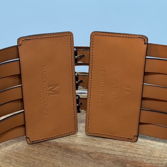 Vaincourt Brown Leather Multi Buckle Multi Strap Wide Waist Belt main image 9